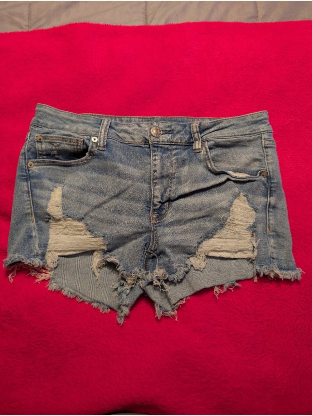 American Eagle Distressed Denim Shorts Womens Size 12 Ne(x)t Level Stretch Blue